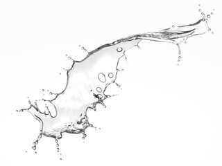 Clear water splashing on white background.3d rendered