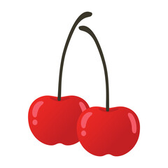 Cherry Fruit Cartoon Illustration Flat Design Vector Art Icon