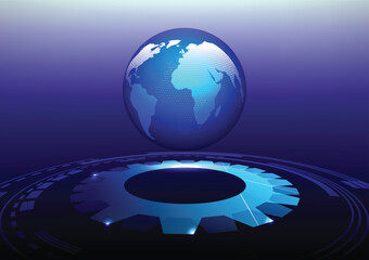 Blue abstract futuristic background. Tech vector.Planet Earth. Science and technology.