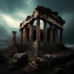 Temple remains from Greece and Italy- Created with Generative AI Technology