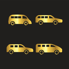 gold car transportation icon set  vector illustration design logo template flat style trendy collection