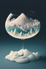 Obraz na płótnie Canvas Super creative bartender alcoholic drinks, artistic bar drinks, world inside the glass, top bar alcohol, generative by AI