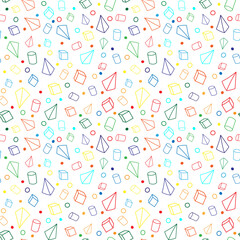 3D geometric shaped hand drawn seamless template. Mathematic geometry endless background. Math illustration.