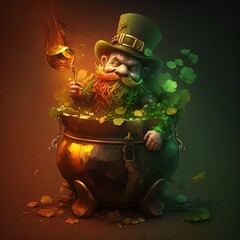 Leprechaun and pot of gold