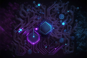 Abstrakter Neon Cyper Krypto Metaverse Hintergrund mit Schwarzlicht.
