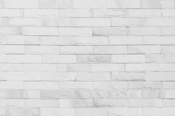 Naklejka premium White brick wall texture background for stone tile block painted in grey light color wallpaper modern room backdrop design. 