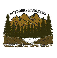 Illustration vector graphic of OUTDOORS PANORAMA suitable for logo product also for design merchandise
