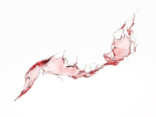 Clear pink water splashing on white background,3d rendered.