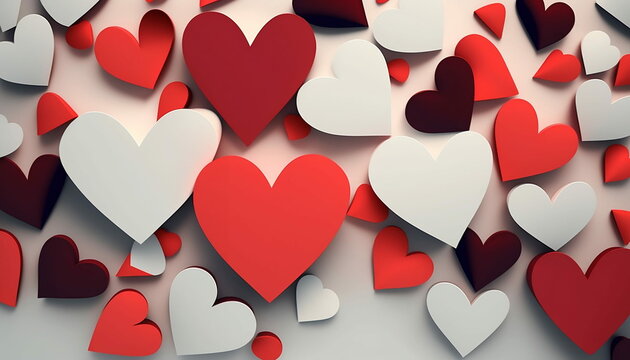 Backgrounds and images of colored hearts inspired by Valentine's Day. Images generated by AI.