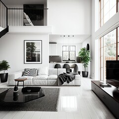 Modern Living Room Architecture Generative AI