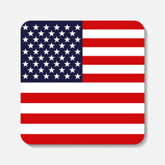Fototapeta premium Flag of USA flat icon. Square vector element with shadow underneath.