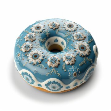 Fresh sweet donuts in motion with multicolored fruit glaze and sprinkles decorated. Fast sweet food concept, bakery ad design elements with glazed frosted falling doughnuts isolated , generative by ai