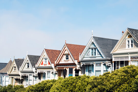 Historical victorian houses called Painted Ladies, San Francisco, California