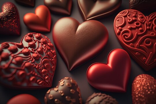 Show your love and appreciation with this romantic heart shaped candy photo. Valentine's day background. AI generation.