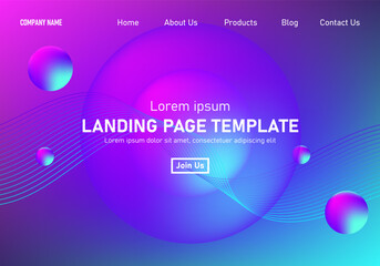 Abstract modern technology Landing page template, flowing line digital technology, smooth particle wave, big data techno design concept background wallpaper, Annual reports, flyer, poster, cover. EPS