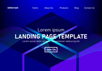 Abstract modern technology Landing page template, flowing line digital technology, smooth particle wave, big data techno design concept background wallpaper, Annual reports, flyer, poster, cover. EPS