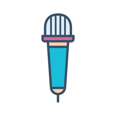 microphone icon line color vector illustration design logo template flat style trendy collection