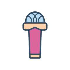 microphone icon line color vector illustration design logo template flat style trendy collection