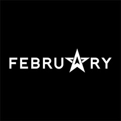 February word design with Star on letter A.
