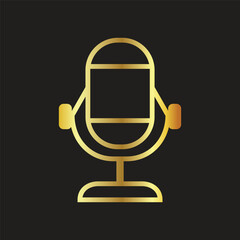 gold microphone icon  vector illustration design logo template flat style trendy collection