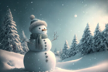 Obraz premium Background for Christmas with a snowman. Generative AI