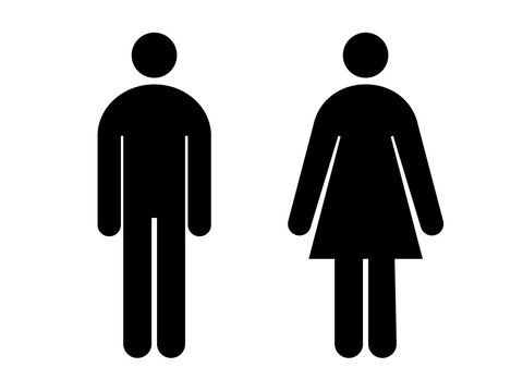 Symbols of man and woman. Abstract shapes male and female silhouettes. Illustration on transparent background