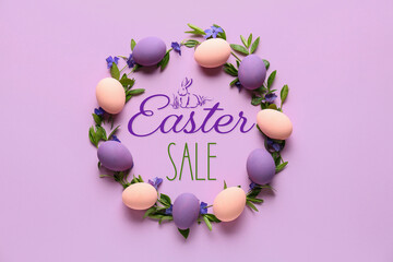 Fototapeta na wymiar Poster for Easter sale with colorful eggs