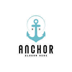 Vintage label with anchor and slogan, Vector illustration, simple shape for logo design, emblem, symbol, sign, badge, label, stamp, clothing t-shirt design