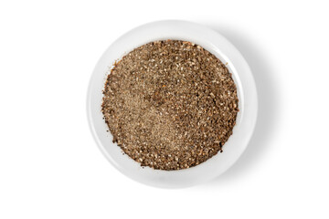 Asian colorful spices in white ceramic plate