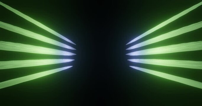 3d render with aspiring blue and green lines on black