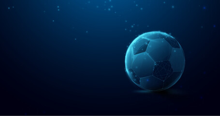 Low poly wireframe football, the soccer ball. Vector illustration