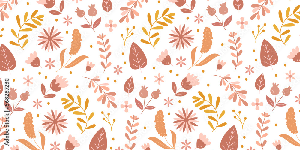 Aufkleber abstract spring leaf and floral pattern for background in vintage style