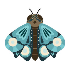 Blue moth isolated illustration element