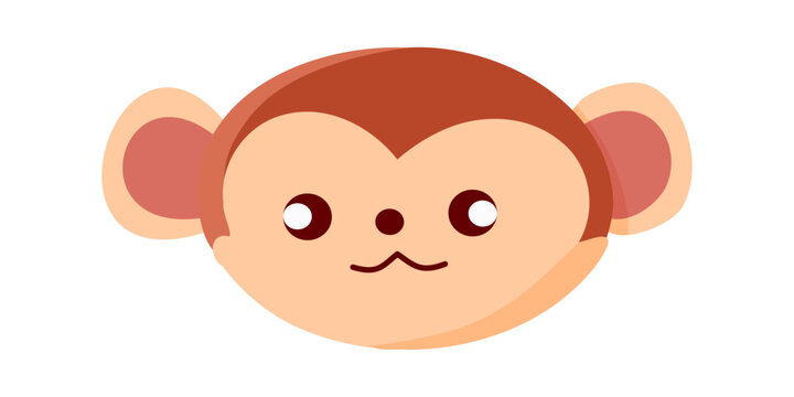 Cute monkey head illustration for mascot symbol