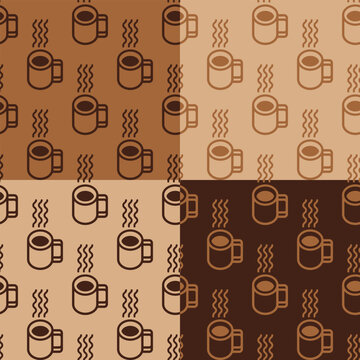 Seamless pattern of coffee. Vector illustration of simplicity hot chocolate cup. Isolated graphic image of coffee mug icon.
