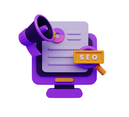 3d seo and marketing illustration with megaphone icon for business analyst and web analyst