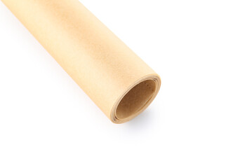 Roll of baking paper on white background, closeup