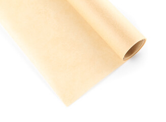 Roll of baking paper on white background, closeup
