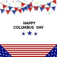 Happy Columbus day with ribbon on transparent background.