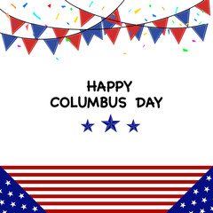 Fototapeta premium Happy Columbus day with ribbon on transparent background.