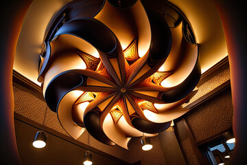 Lamp for restaurant ceiling decoration. Generative AI