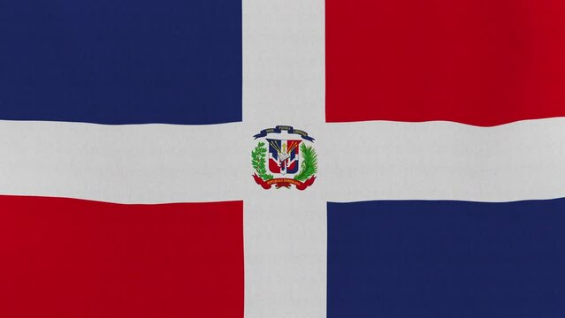 Loopable: Flag of Dominican Republic.

Dominicane official flag gently waving in the wind. Highly detailed fabric texture for 4K resolution. 15 seconds loop.