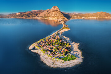 Aerial sunset view of Egirdir lake. Natural wonders and landmarks of Turkiye