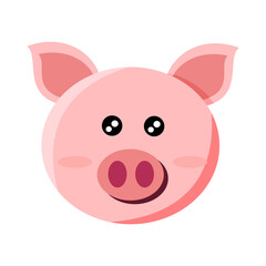 Cute pig head cartoon isolated