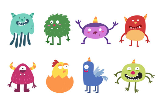 Set of cute monster for child element