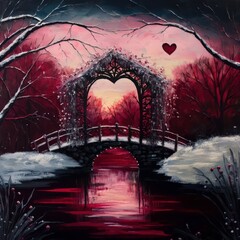 Valentines Day Artistic Acrylic Painting for a Beautiful background (generative AI)