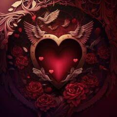 Valentines Day Artistic Tenebrism for a Beautiful holiday letter background (generative AI)