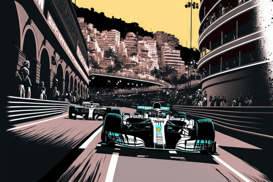 Monaco's Monte Carlo. 26 05 2019. Monaco Grand Prix. 2019 F1 World Championship Mercedes' Lewis Hamilton takes the lead at the start of the race. Generative AI