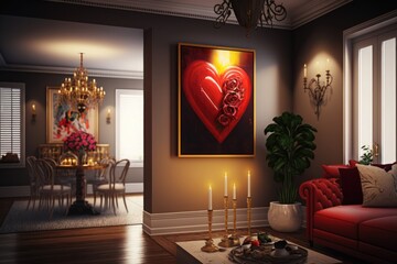 Valentines Day Artistic Oil Painting for a Beautiful interior design (generative AI)
