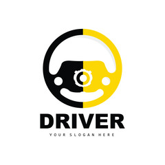 Obraz premium Car Steering Logo, Driver Vector, Transport Vehicle Design, Repair, Maintenance, Car Garage